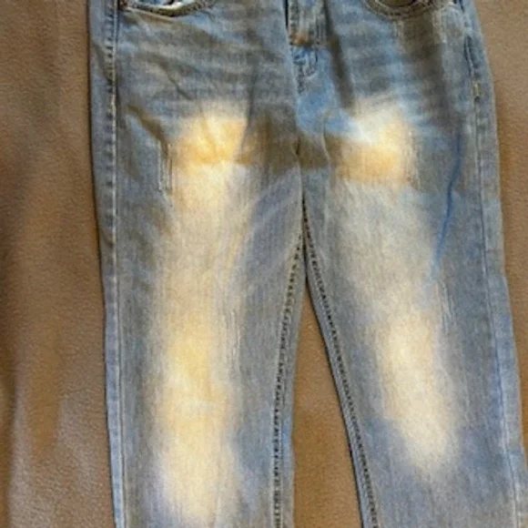 True Luck Mens Jeans Light Wash Straight Leg Distressed Faded Denim Size 30/30 - Picture 5 of 11